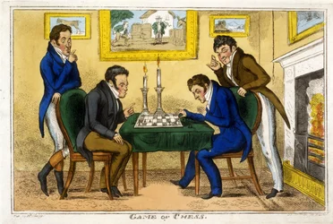 チェスのゲーム、パブ。マクレアリー、ダブリン、1819年（手描きの彫刻）